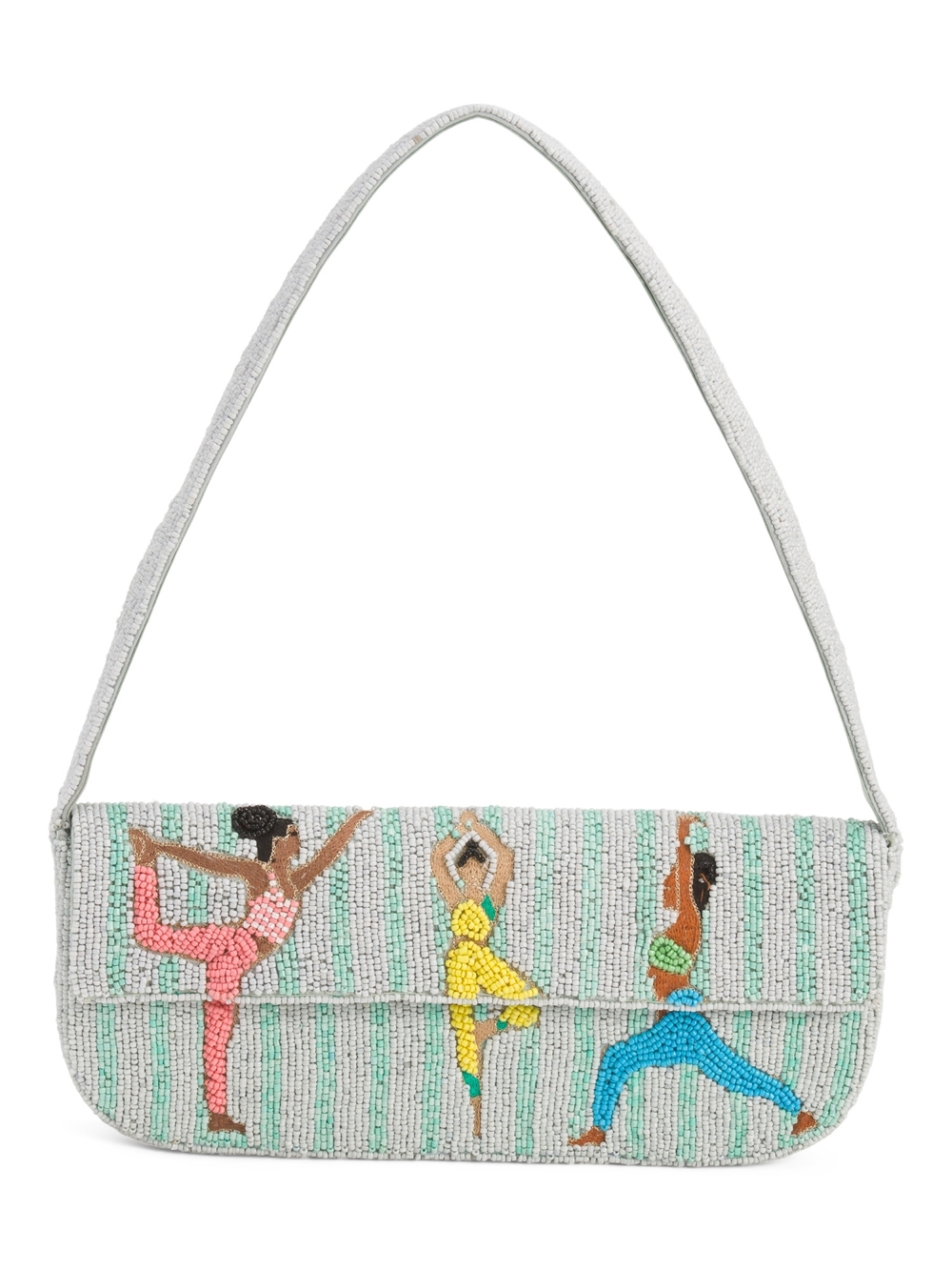 Beaded Yoga Dancer Shoulder Bag — White